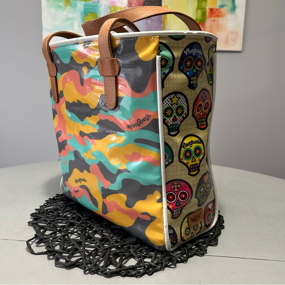 ❌SOLD❌Consuela Sunset Camo Legacy Classic Tote with Sugar Skull Accents - Picture 1 of 14